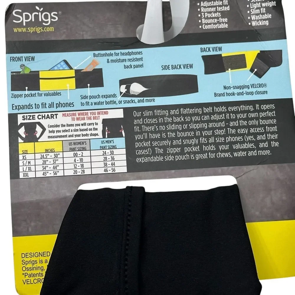 3 Pocket Adjustable Running Belt Waist‎ Pack Fanny Pack Unisex Size L/XL Black